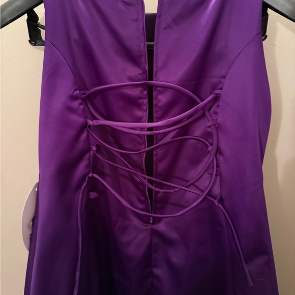 Girls Elegant Purple Beaded Formal Dress – Lace-Up Back - Picture 3 of 5